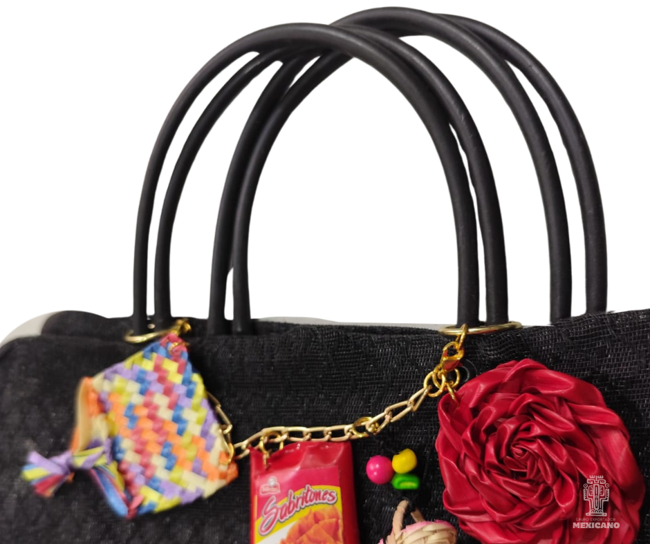 Bolsa Tote Artesanal Mexicana de Malla Plástica Negro