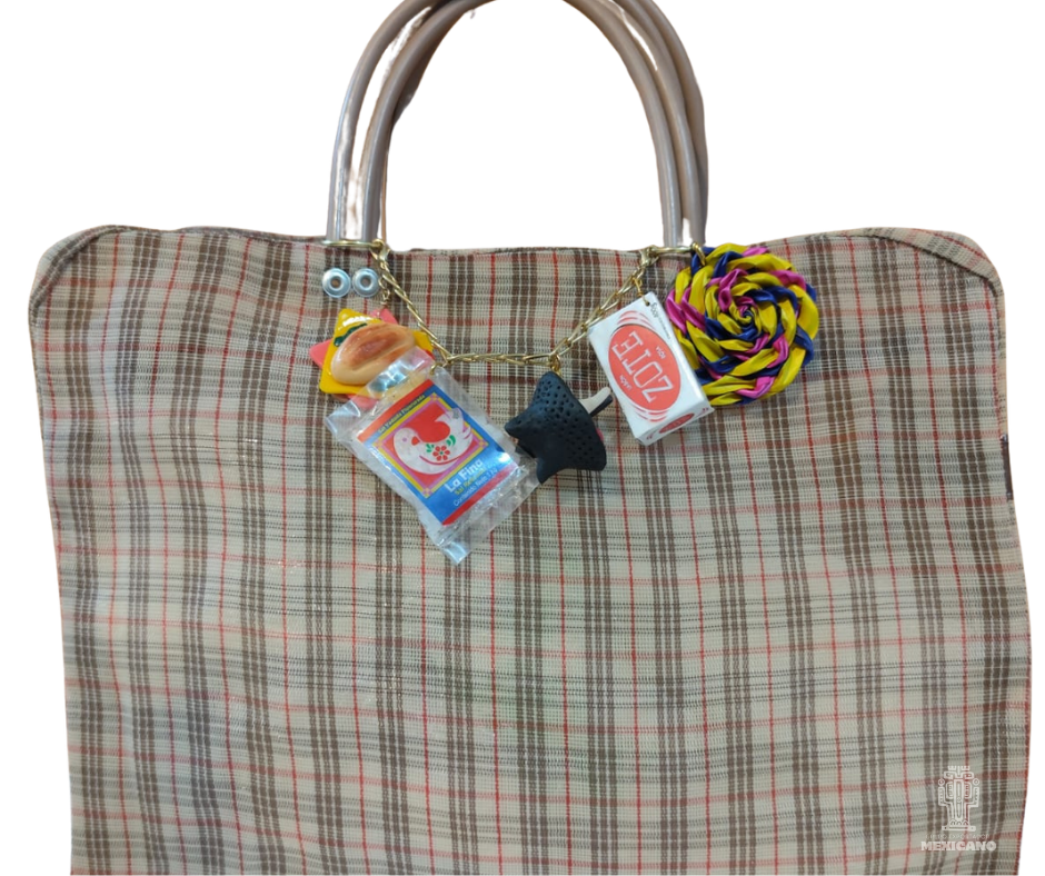 Bolsa Tote Artesanal Mexicana de Malla Plástica Café