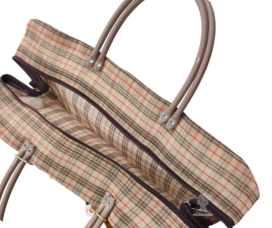 Bolsa Tote Artesanal Mexicana de Malla Plástica Café