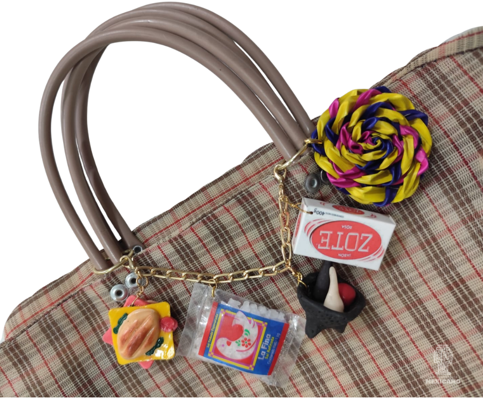 Bolsa Tote Artesanal Mexicana de Malla Plástica Café