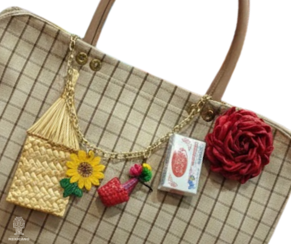 Bolsa Tote Artesanal Mexicana de Malla Plástica Marrón claro